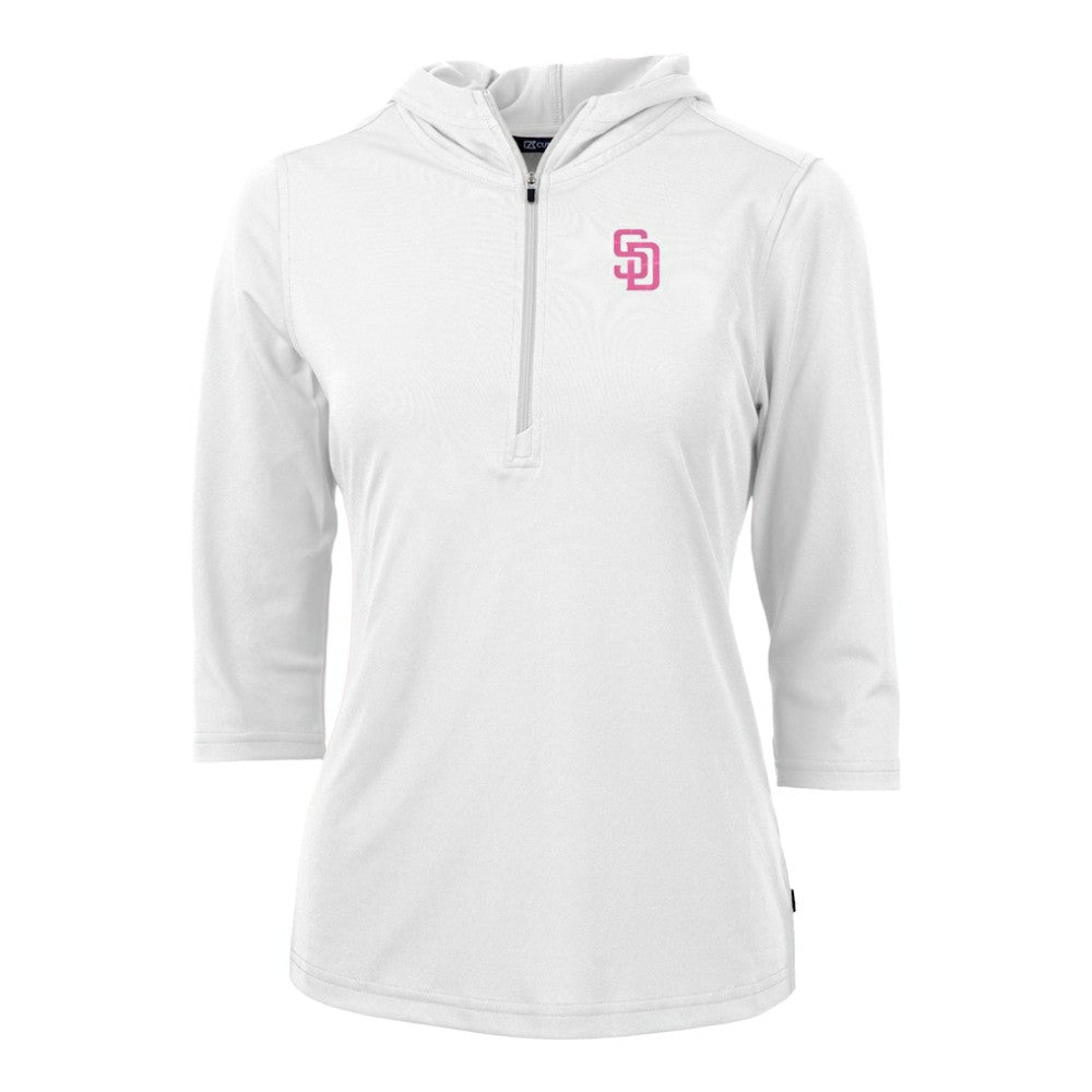 San Diego Padres Cutter & Buck Women's City Connect Virtue Eco Pique Recycled Half-Zip Pullover Hoodie for sale