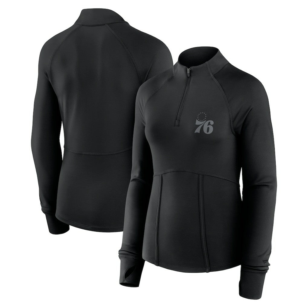 Fanatics - Philadelphia 76ers Women's Elements Match Raglan Quarter-Zip Top - Black