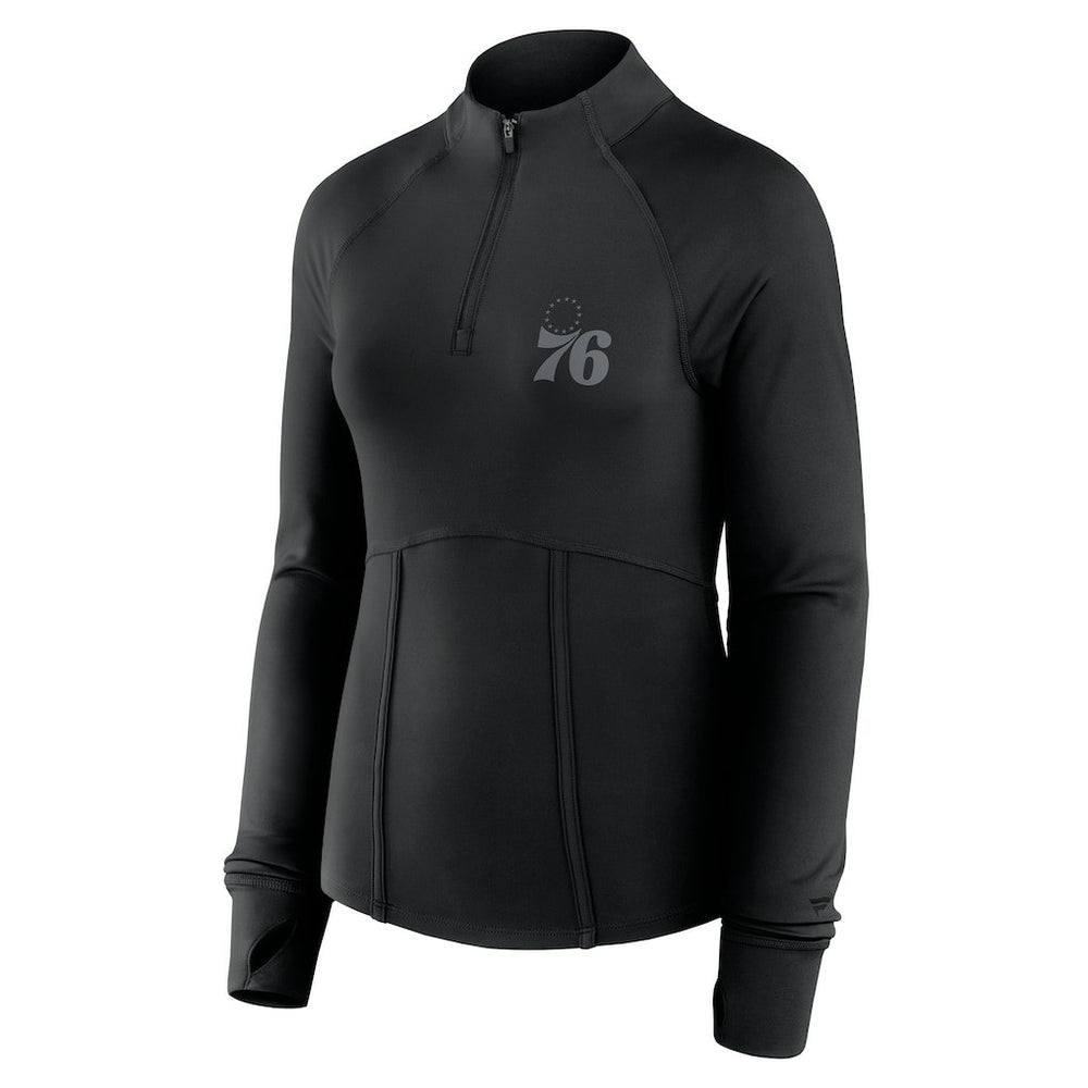 Fanatics - Philadelphia 76ers Women's Elements Match Raglan Quarter-Zip Top - Black