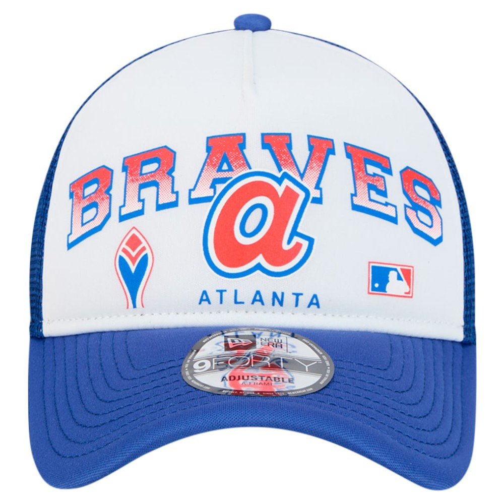 Atlanta Braves New Era Retro Wordmark 9FORTY A-Frame Trucker Adjustable Hat Online
