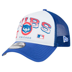 Chicago Cubs New Era Retro Wordmark 9FORTY A-Frame Trucker Adjustable Hat discount