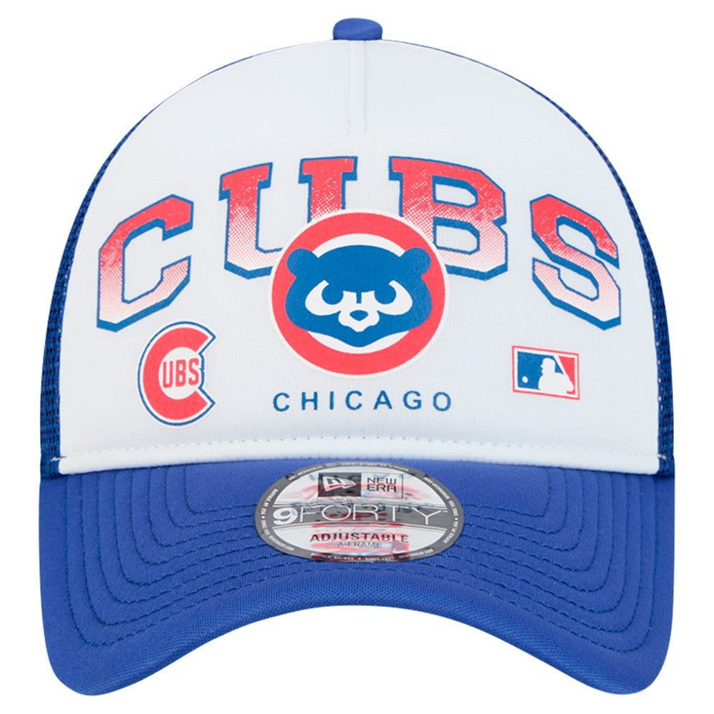 Chicago Cubs New Era Retro Wordmark 9FORTY A-Frame Trucker Adjustable Hat discount