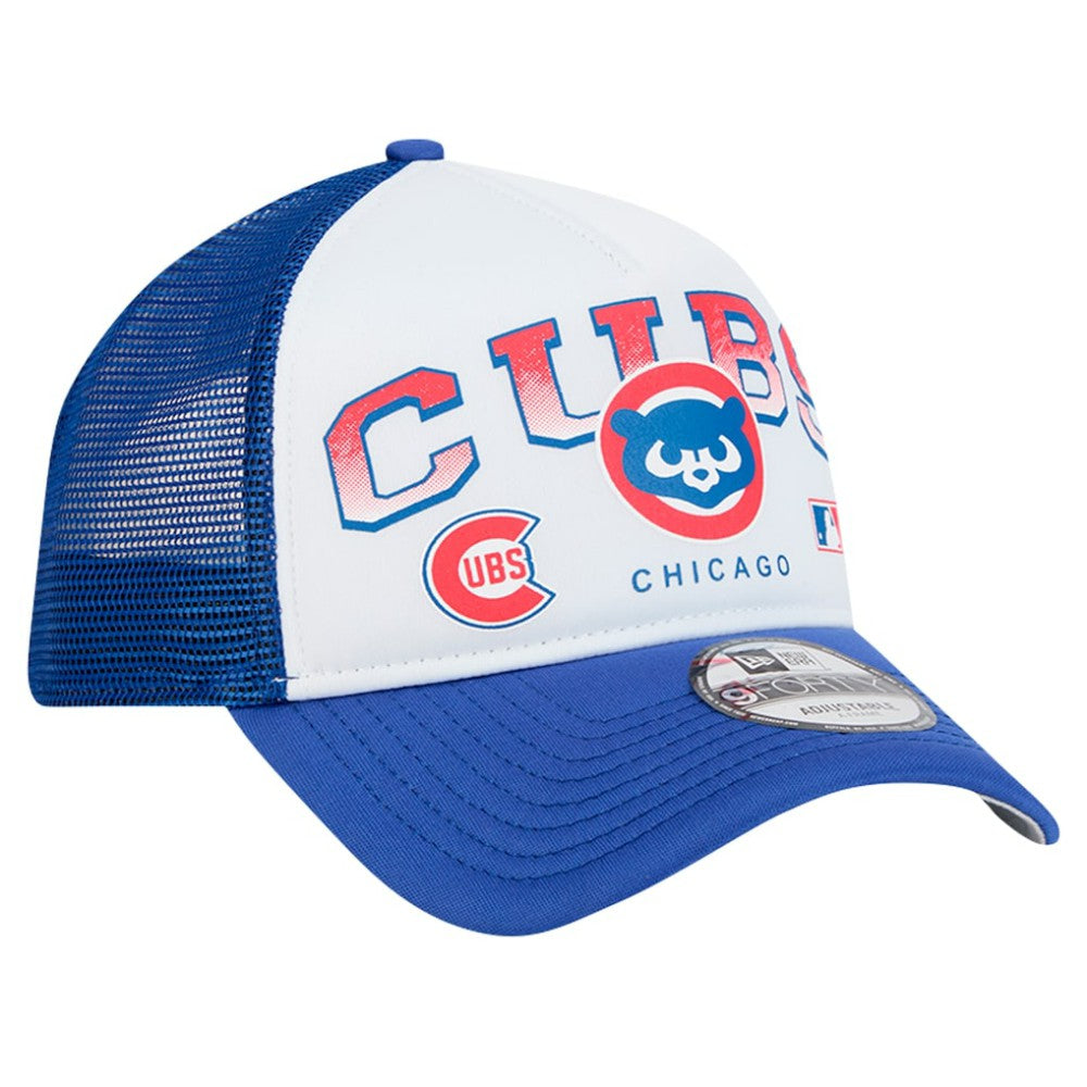 Chicago Cubs New Era Retro Wordmark 9FORTY A-Frame Trucker Adjustable Hat discount
