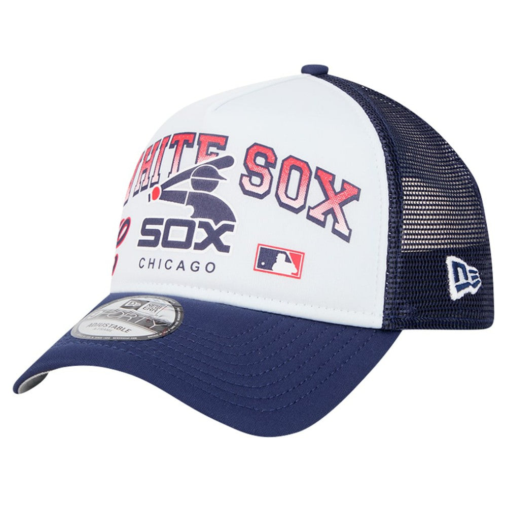 Chicago White Sox New Era Retro Wordmark 9FORTY A-Frame Trucker Adjustable Hat discount