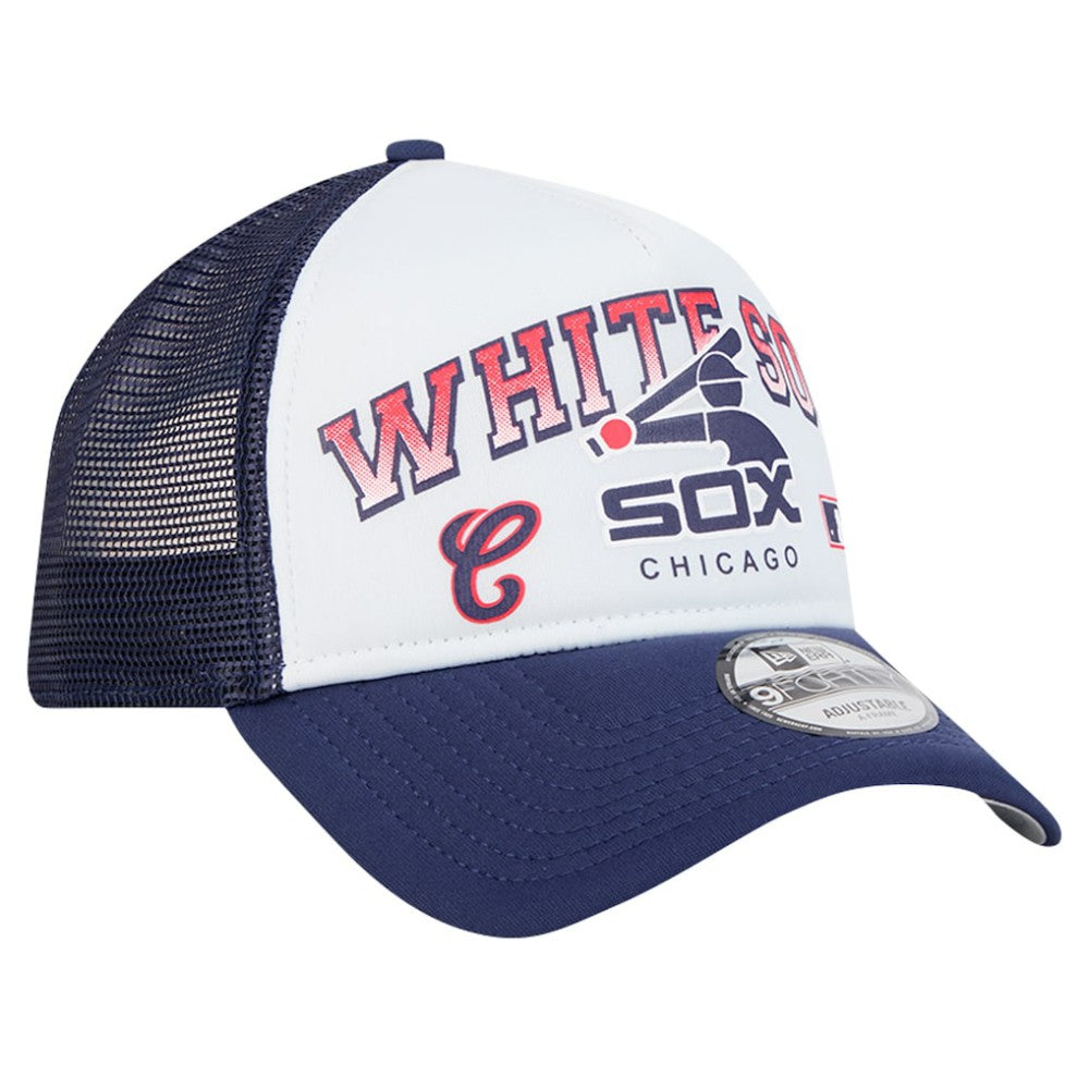 Chicago White Sox New Era Retro Wordmark 9FORTY A-Frame Trucker Adjustable Hat discount