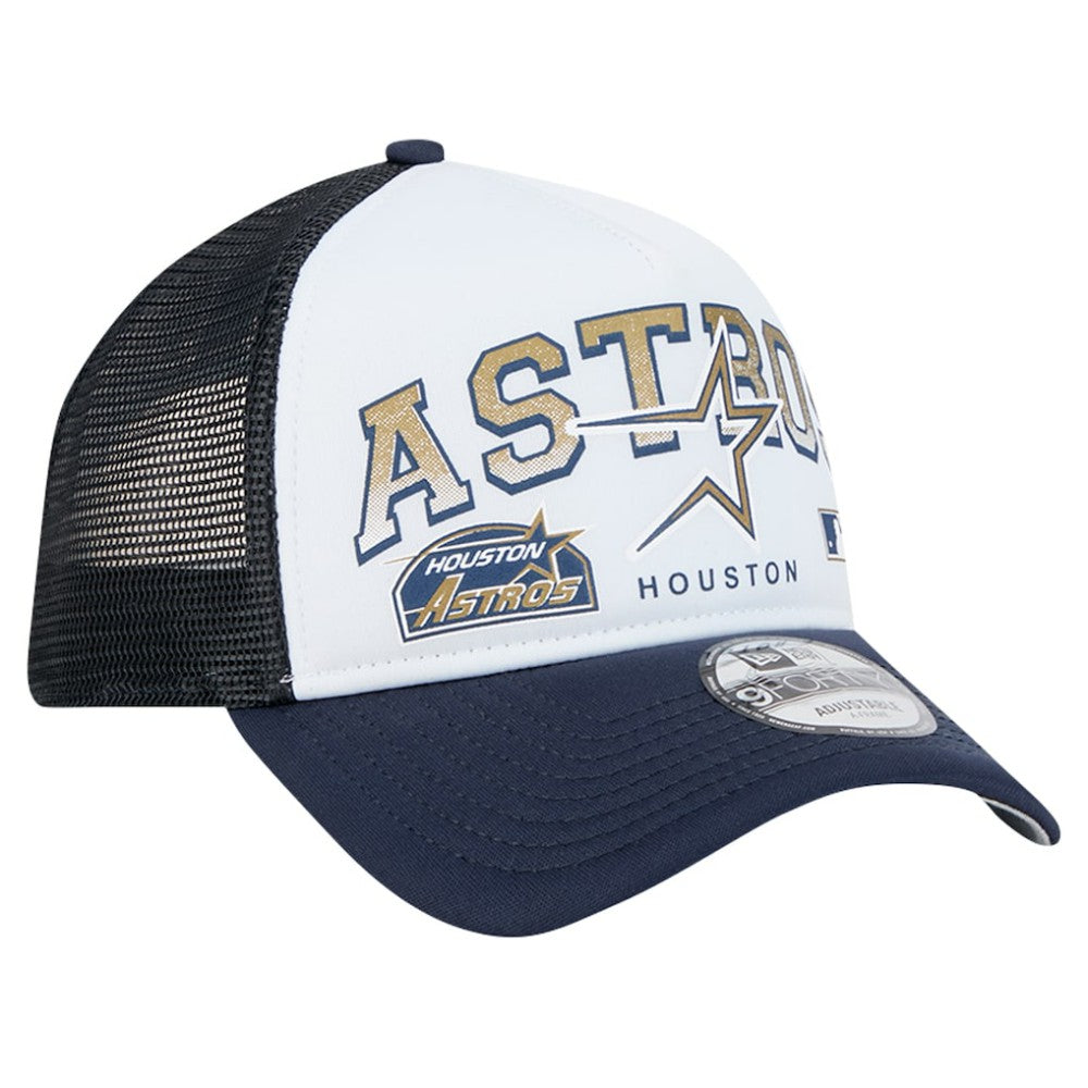 Houston Astros New Era Retro Wordmark 9FORTY A-Frame Trucker Adjustable Hat Near Me