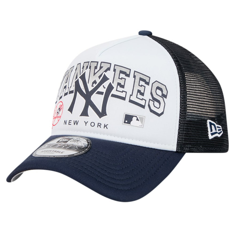 New York Yankees New Era Retro Wordmark 9FORTY A-Frame Trucker Adjustable Hat Online