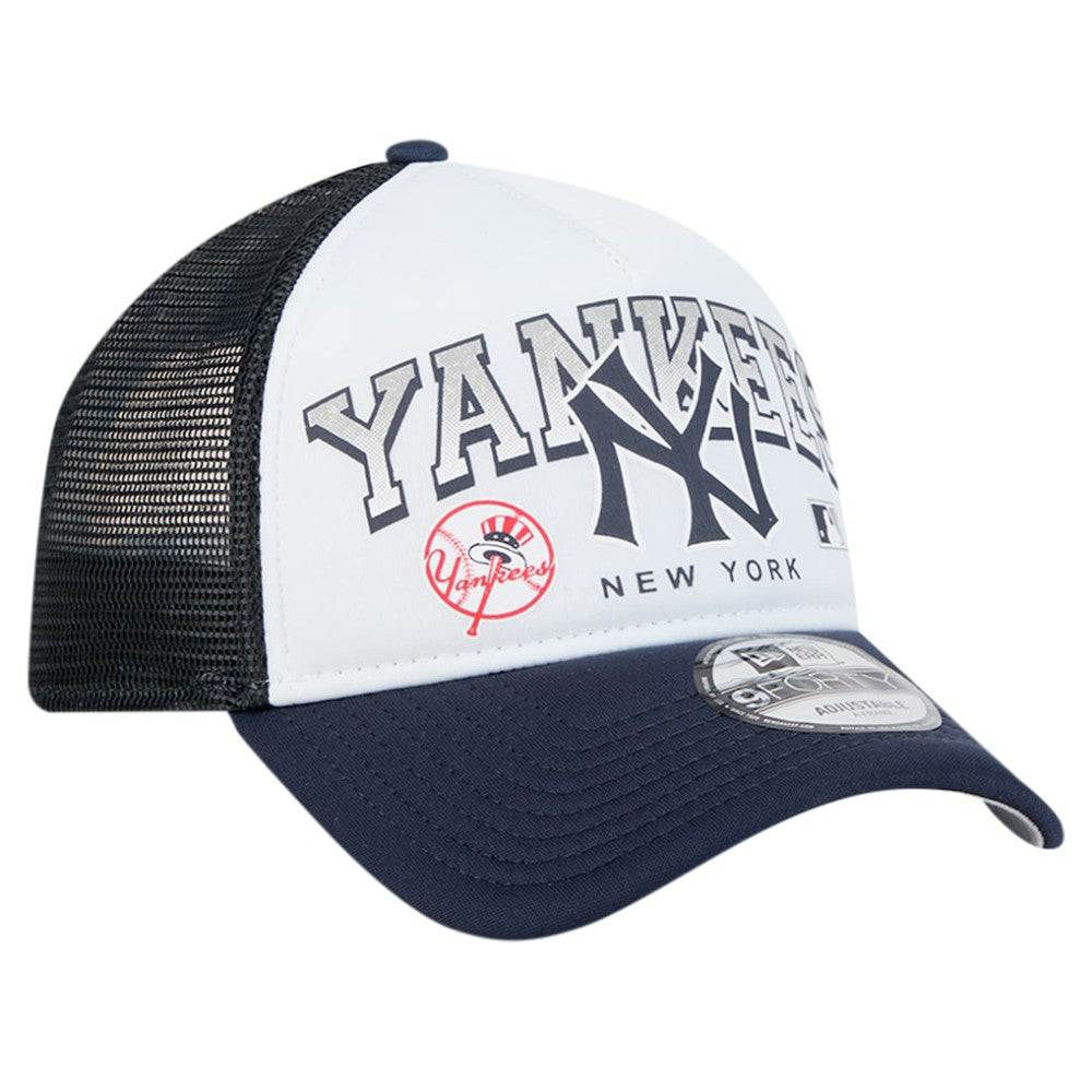 New York Yankees New Era Retro Wordmark 9FORTY A-Frame Trucker Adjustable Hat Online