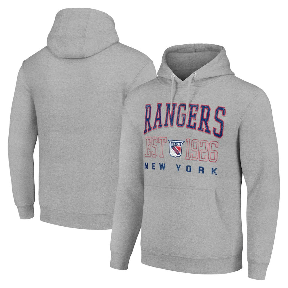 New York Rangers Starter Retro Graphic Pullover Hoodie Heather Gray