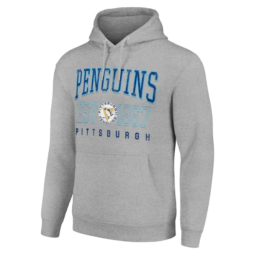 Pittsburgh Penguins Starter Retro Graphic Pullover Hoodie Heather Gray