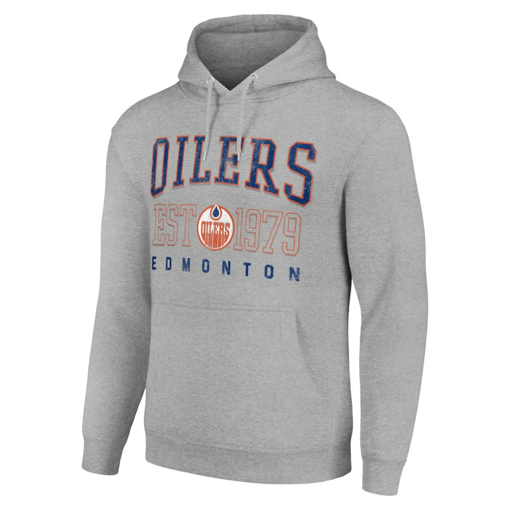 Edmonton Oilers - Starter Retro Graphic Pullover Hoodie Heather Gray