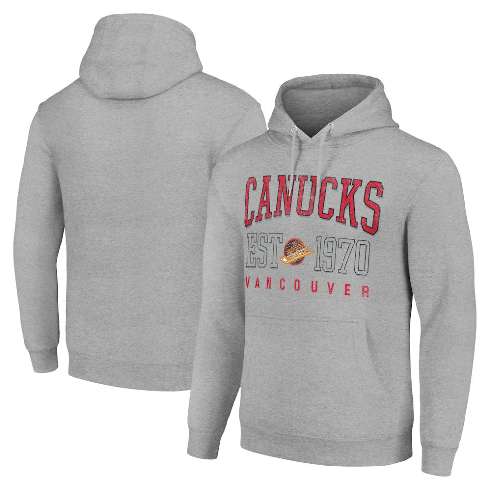 Vancouver Canucks - Starter Retro Graphic Pullover Hoodie Heather Gray