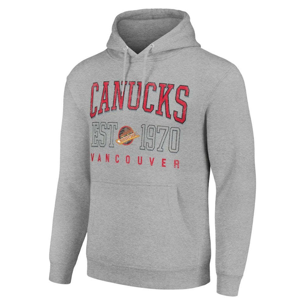 Vancouver Canucks - Starter Retro Graphic Pullover Hoodie Heather Gray