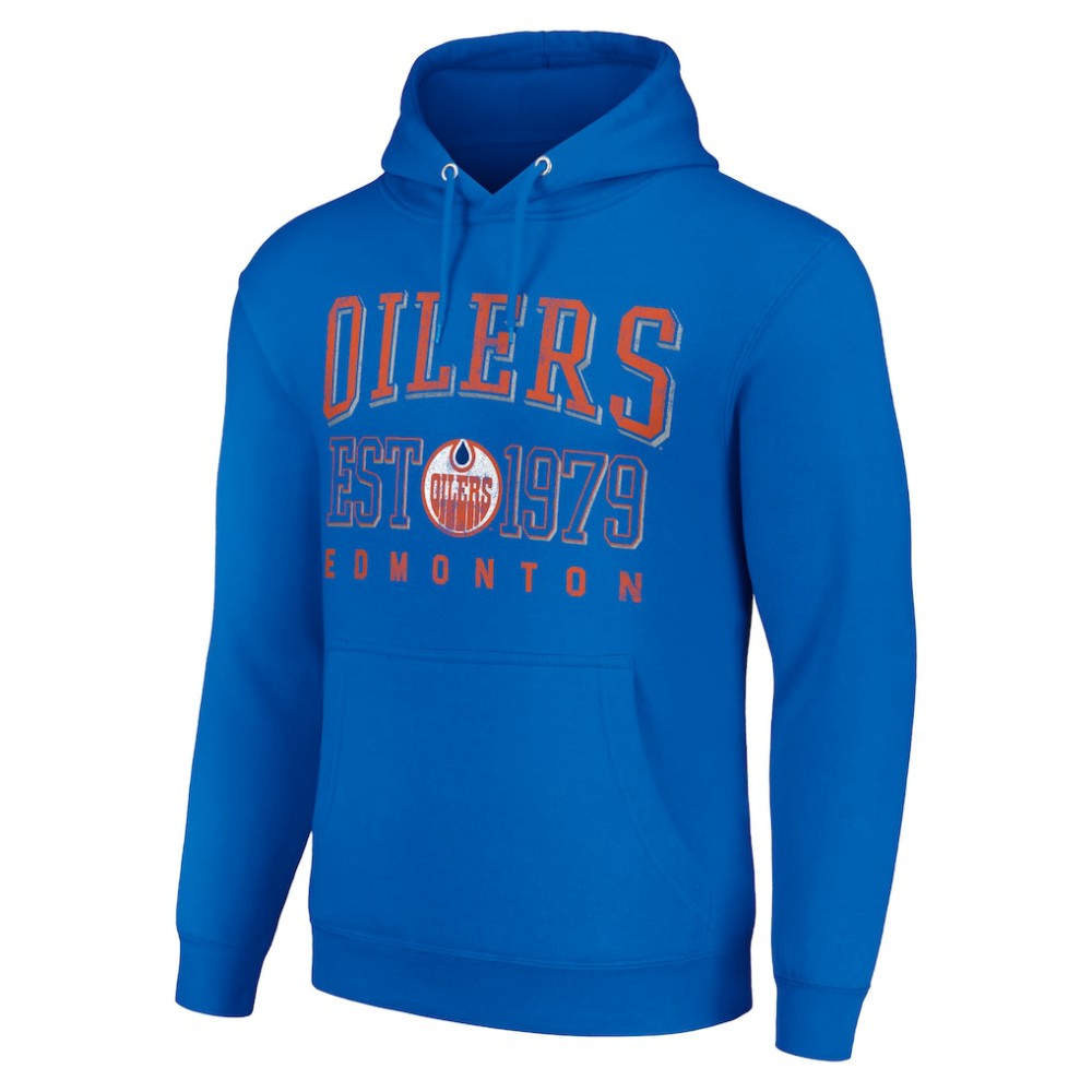 Edmonton Oilers - Starter Retro Graphic Pullover Hoodie Royal
