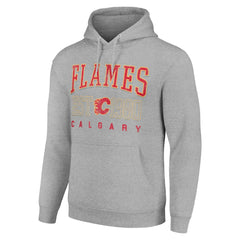 Calgary Flames - Starter Retro Graphic Pullover Hoodie Heather Gray