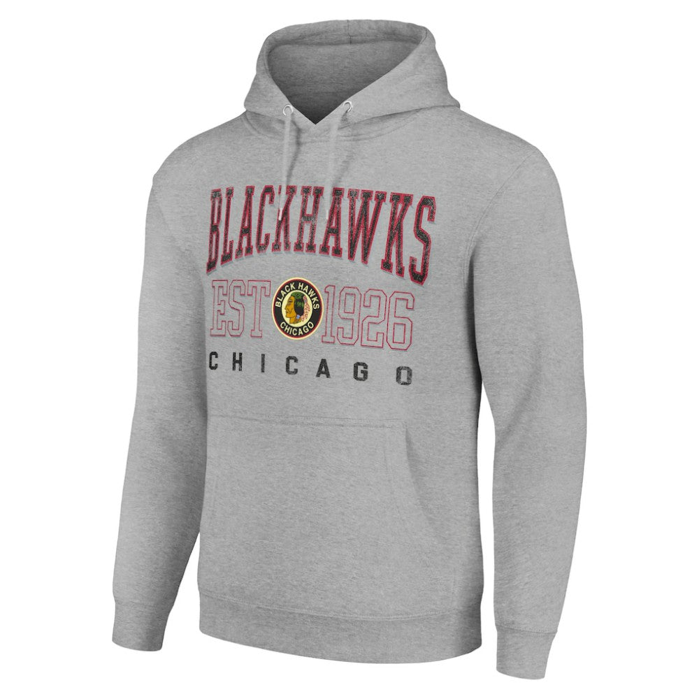 Chicago Blackhawks Starter Retro Graphic Pullover Hoodie Heather Gray
