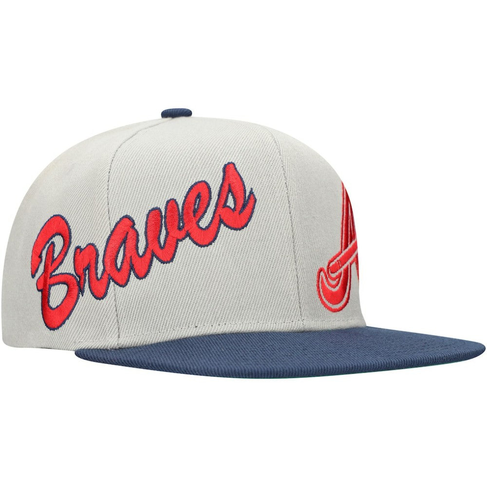 Atlanta Braves Mitchell & Ness Knock Out Panel Snapback Hat Clearance