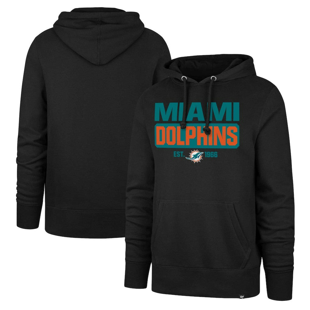Miami Dolphins '47 Box Out Headline Pullover Hoodie Black - 47 brand