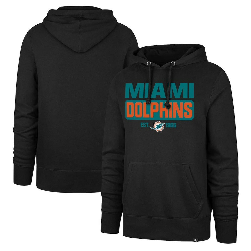 Miami Dolphins '47 Box Out Headline Pullover Hoodie Black - 47 brand