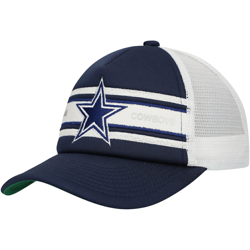 Dallas Cowboys Youth Stripe Trucker Adjustable Hat Navy - Mitchell & Ness