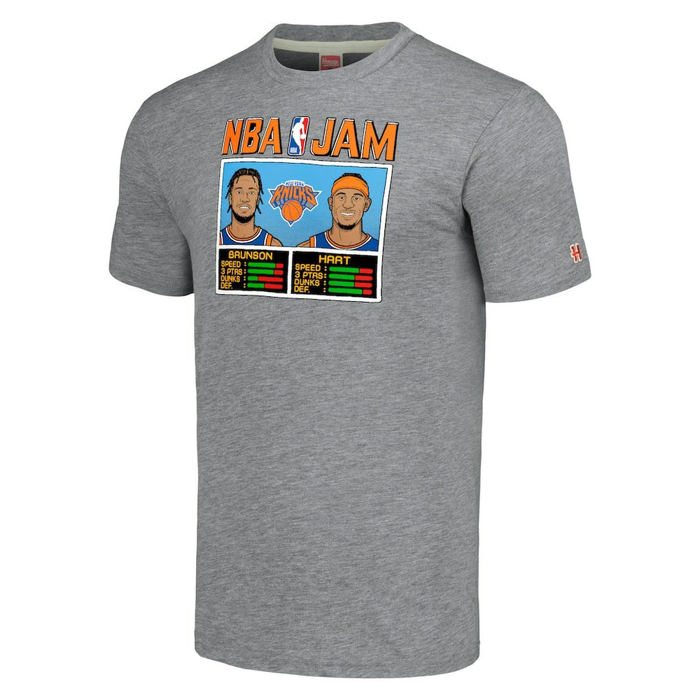 NBA - Jalen Brunson & Josh Hart New York Knicks Homage Unisex NBA Jam Tri-Blend T-Shirt - Gray