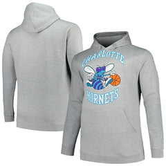 Mitchell & Ness - Charlotte Hornets Hardwood Classics Big & Tall Pullover Hoodie - Heather Gray