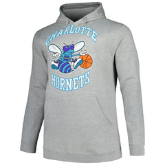 Mitchell & Ness - Charlotte Hornets Hardwood Classics Big & Tall Pullover Hoodie - Heather Gray
