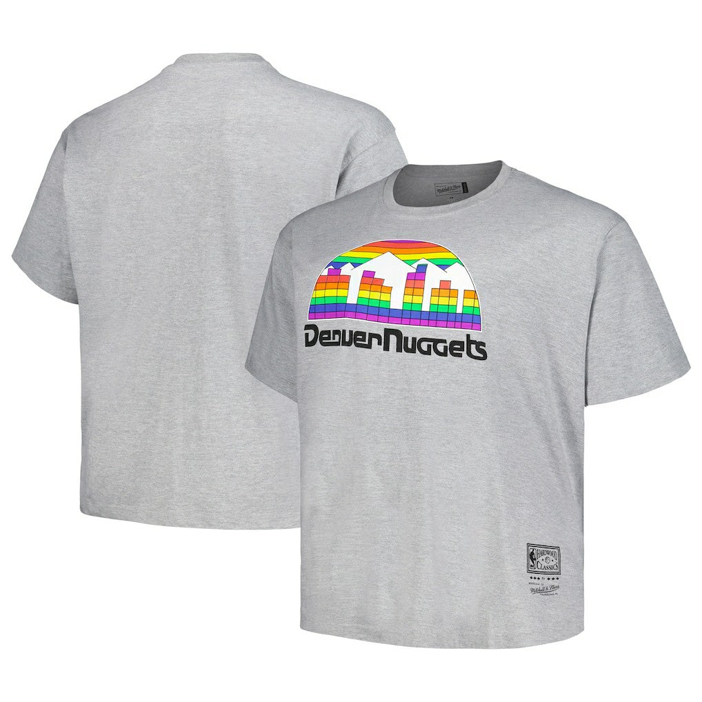 Mitchell & Ness - Denver Nuggets Big & Tall Hardwood Classics Vintage Logo T-Shirt - Heather Gray
