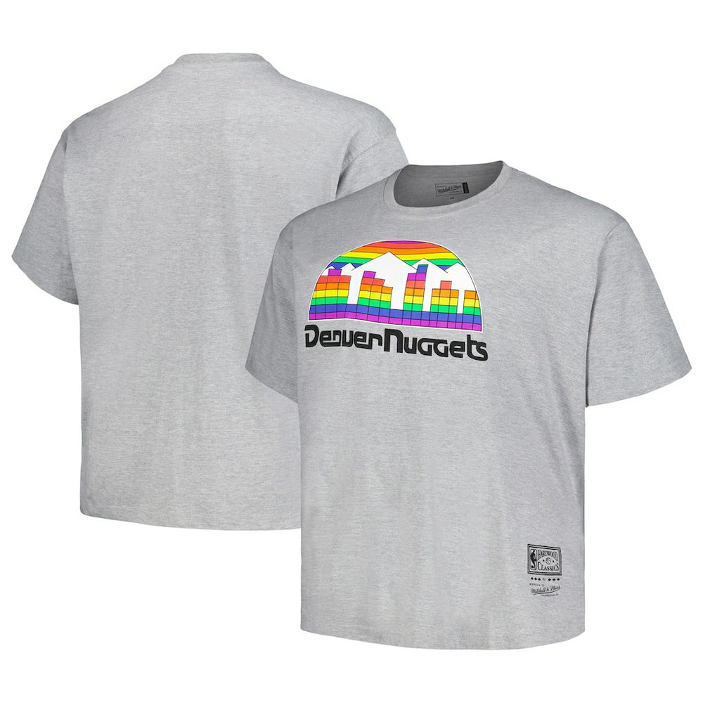 Mitchell & Ness - Denver Nuggets Big & Tall Hardwood Classics Vintage Logo T-Shirt - Heather Gray