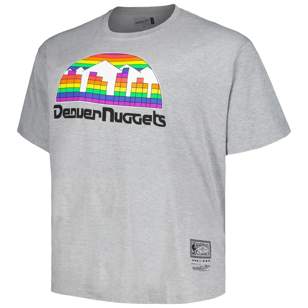 Mitchell & Ness - Denver Nuggets Big & Tall Hardwood Classics Vintage Logo T-Shirt - Heather Gray