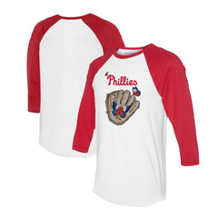 Philadelphia Phillies Tiny Turnip Unisex Butterfly Glove 3/4-Sleeve Raglan T-Shirt On Sale