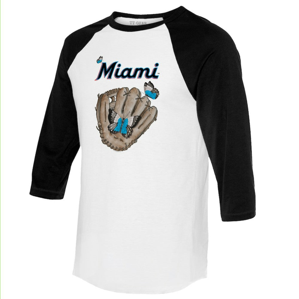 Miami Marlins Tiny Turnip Unisex Butterfly Glove 3/4-Sleeve Raglan T-Shirt Online