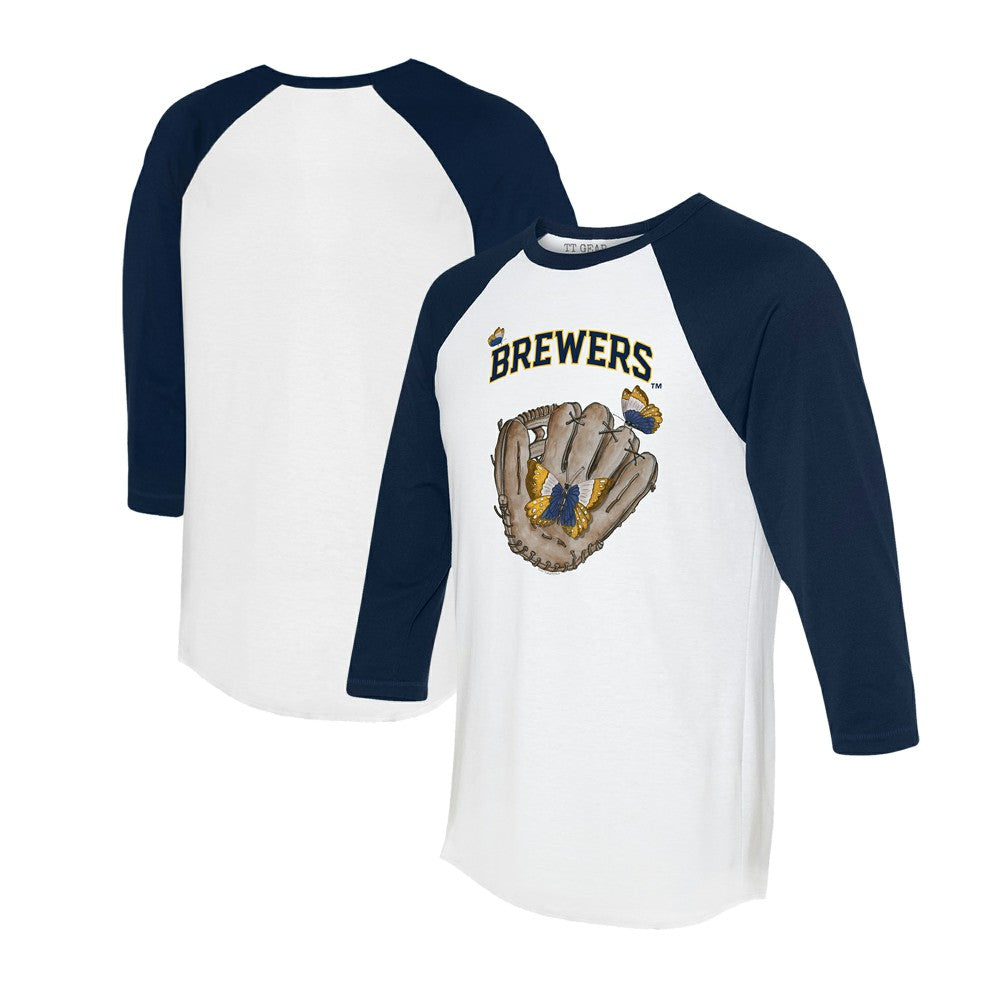 Milwaukee Brewers Tiny Turnip Unisex Butterfly Glove 3/4-Sleeve Raglan T-Shirt On Sale
