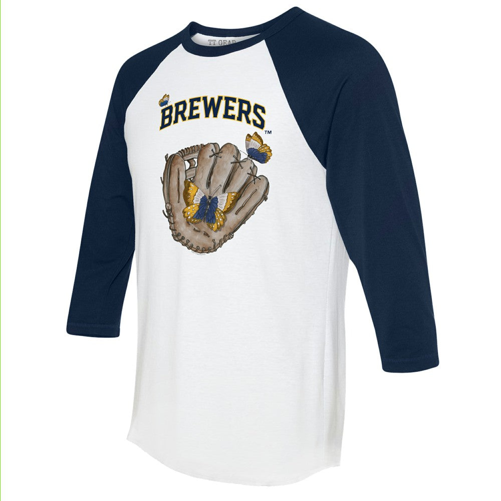 Milwaukee Brewers Tiny Turnip Unisex Butterfly Glove 3/4-Sleeve Raglan T-Shirt On Sale