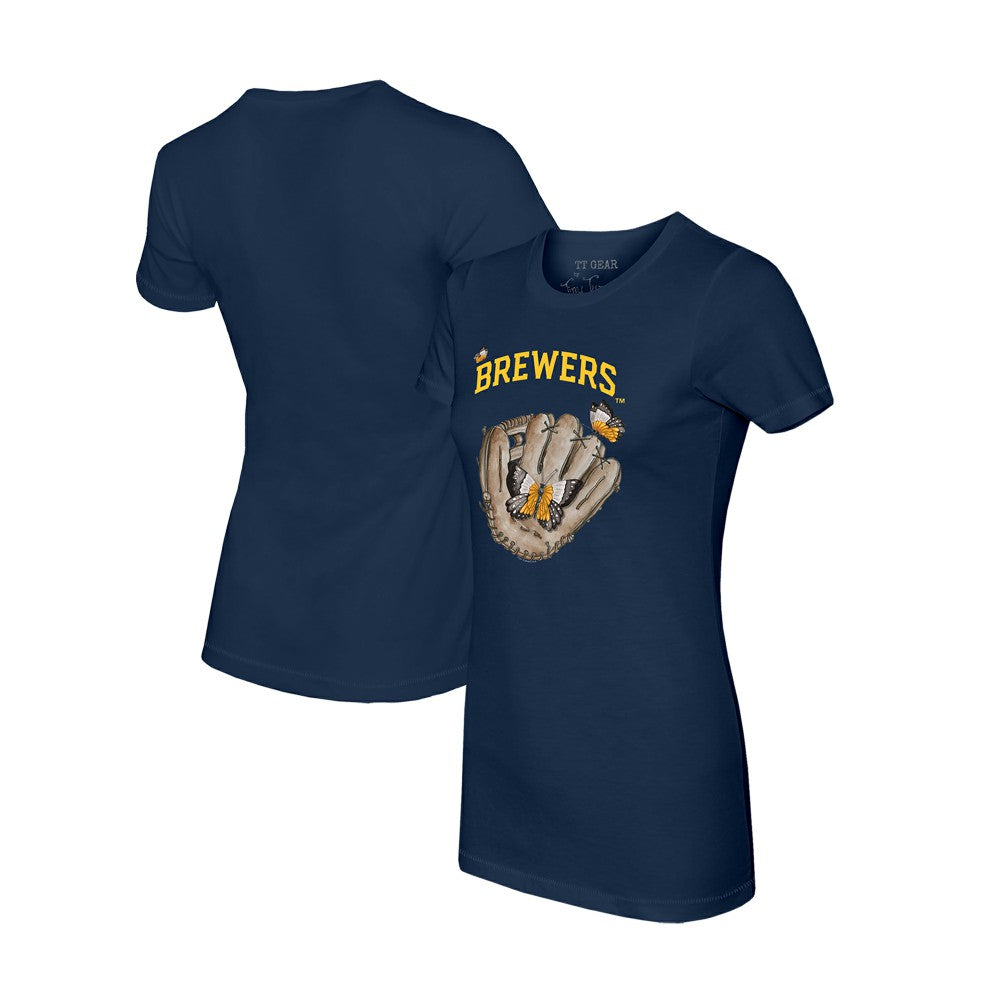 Milwaukee Brewers Tiny Turnip Women's Butterfly Glove T-Shirt Clearance