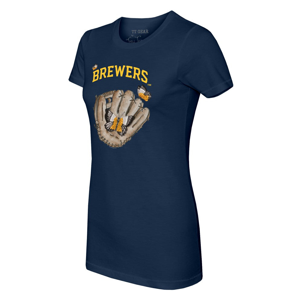 Milwaukee Brewers Tiny Turnip Women's Butterfly Glove T-Shirt Clearance