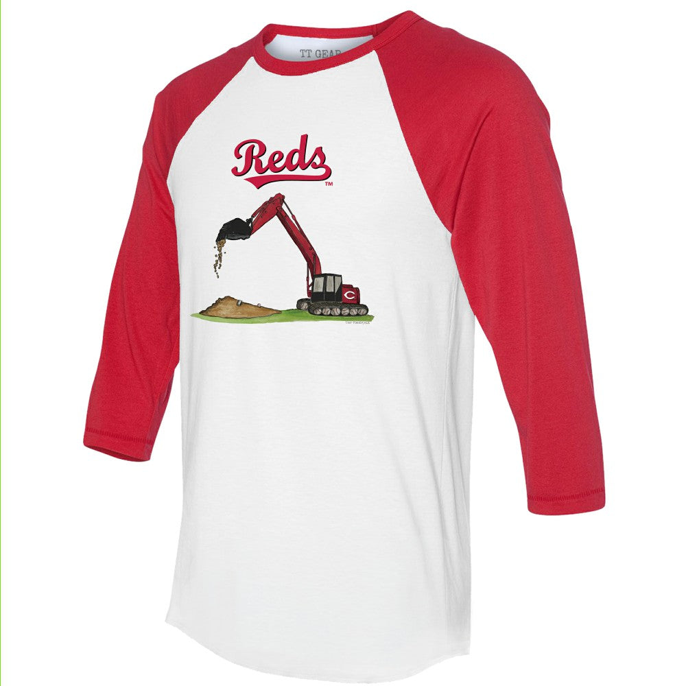 Cincinnati Reds Tiny Turnip Unisex Excavator 3/4-Sleeve Raglan T-Shirt Lifestyle