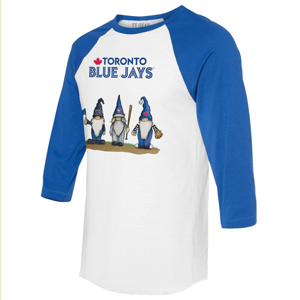 Toronto Blue Jays Tiny Turnip Unisex Gnomes 3/4-Sleeve Raglan T-Shirt Lifestyle