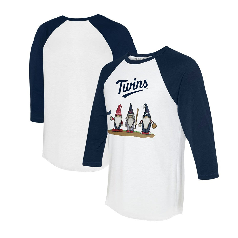 Minnesota Twins Tiny Turnip Unisex Gnomes 3/4-Sleeve Raglan T-Shirt On Sale