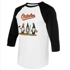 Baltimore Orioles Tiny Turnip Unisex Gnomes 3/4-Sleeve Raglan T-Shirt Online