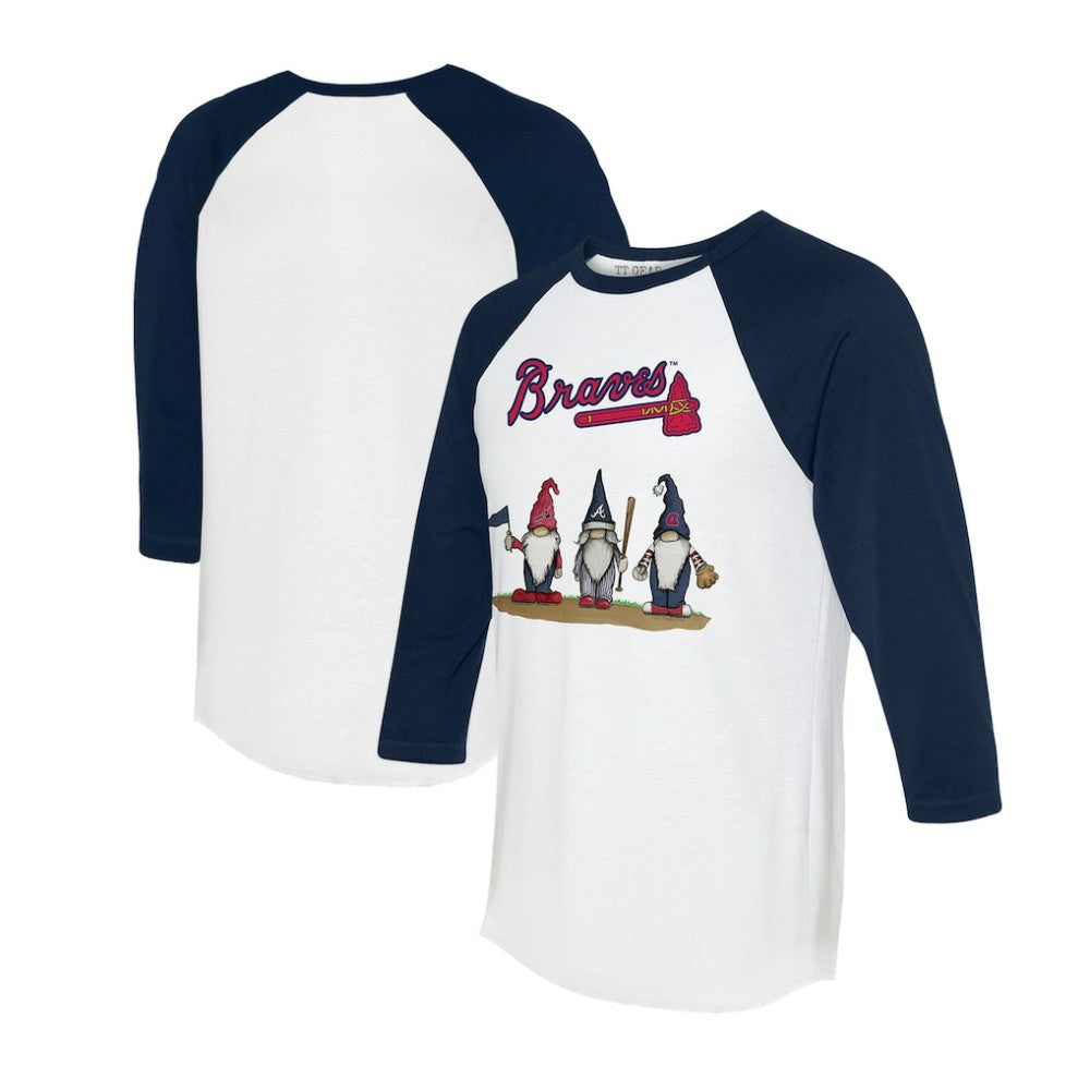 Atlanta Braves Tiny Turnip Unisex Gnomes 3/4-Sleeve Raglan T-Shirt for sale