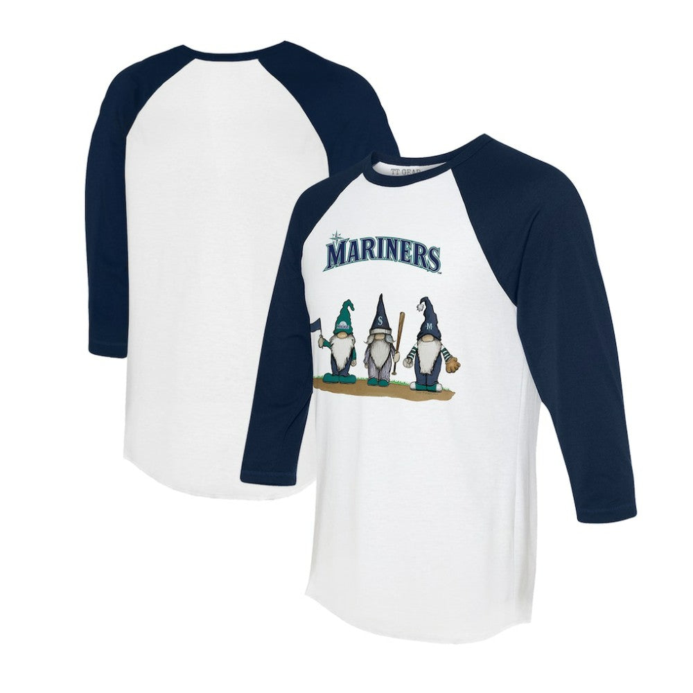 Seattle Mariners Tiny Turnip Unisex Gnomes 3/4-Sleeve Raglan T-Shirt On Sale