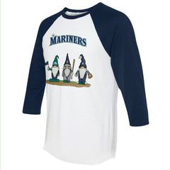 Seattle Mariners Tiny Turnip Unisex Gnomes 3/4-Sleeve Raglan T-Shirt On Sale