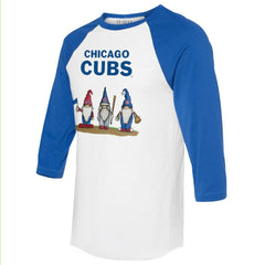 Chicago Cubs Tiny Turnip Unisex Gnomes 3/4-Sleeve Raglan T-Shirt for sale