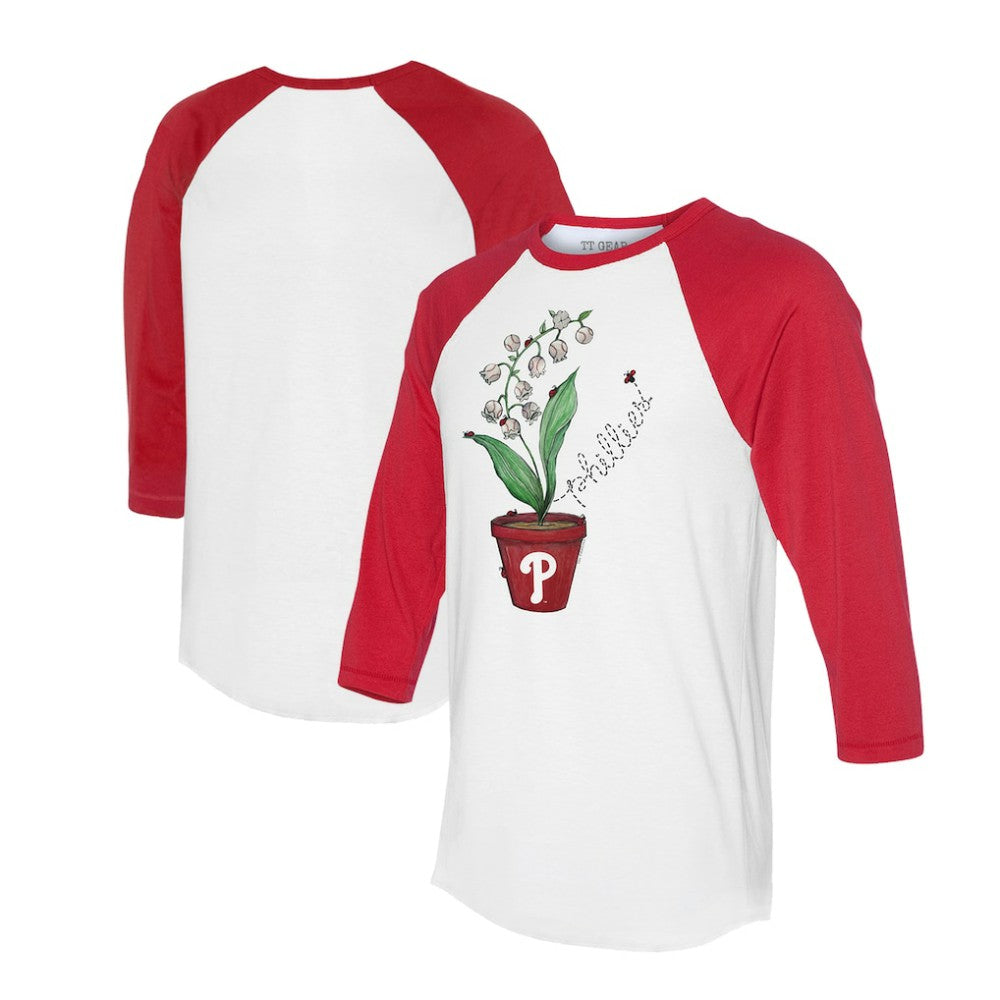 Philadelphia Phillies Tiny Turnip Unisex Lilies & Ladybugs 3/4-Sleeve Raglan T-Shirt for sale