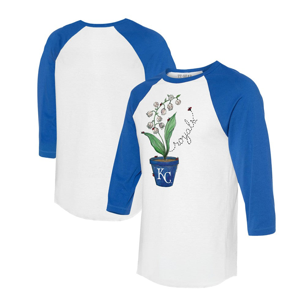 Kansas City Royals Tiny Turnip Unisex Lilies & Ladybugs 3/4-Sleeve Raglan T-Shirt Lifestyle