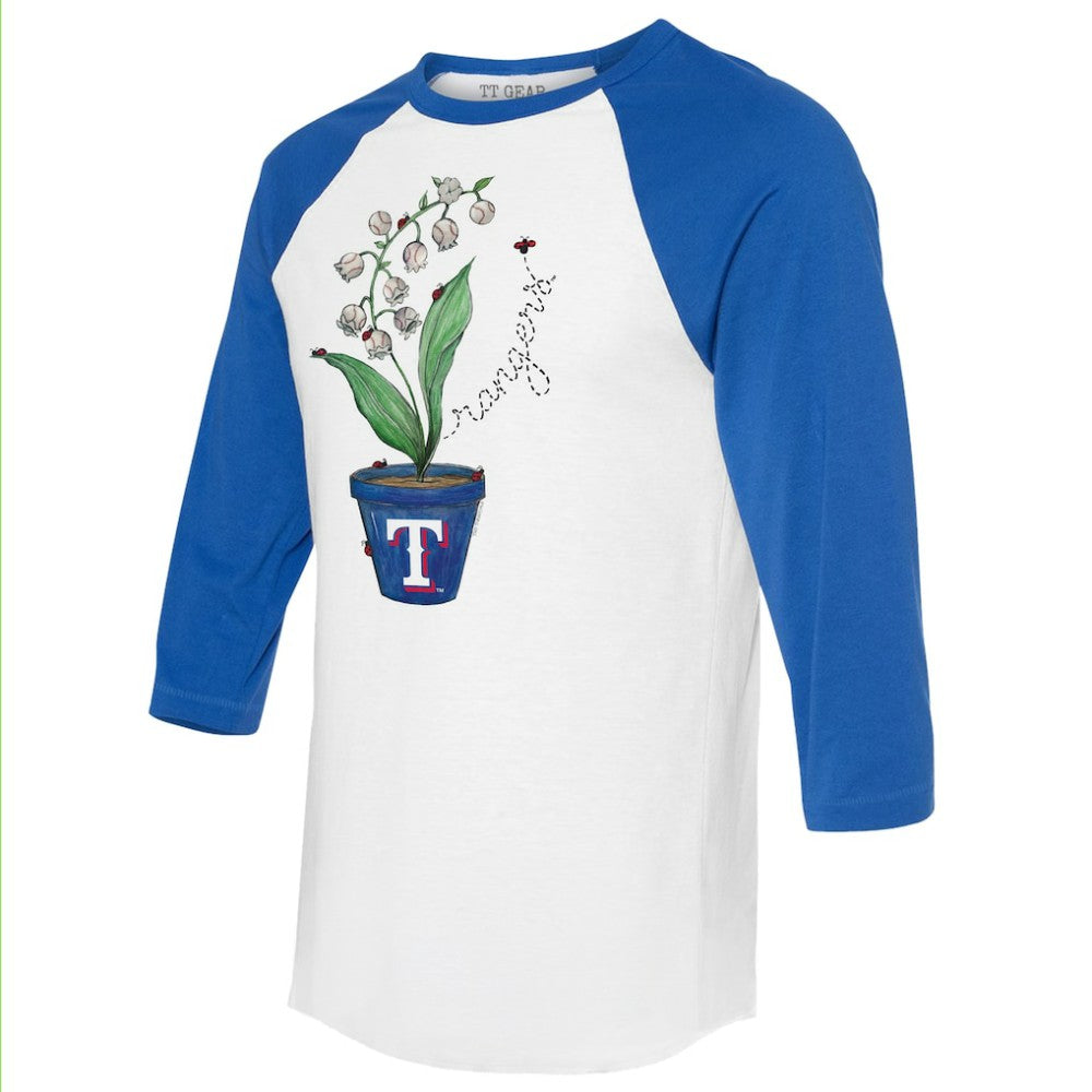 Texas Rangers Tiny Turnip Unisex Lilies & Ladybugs 3/4-Sleeve Raglan T-Shirt Lifestyle