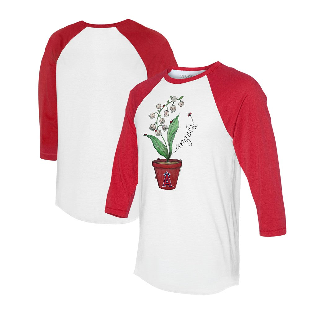 Los Angeles Angels Tiny Turnip Unisex Lilies & Ladybugs 3/4-Sleeve Raglan T-Shirt Clearance