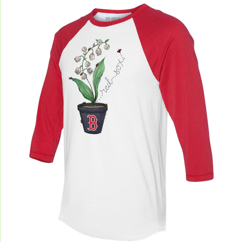 Boston Red Sox Tiny Turnip Unisex Lilies & Ladybugs 3/4-Sleeve Raglan T-Shirt On Sale