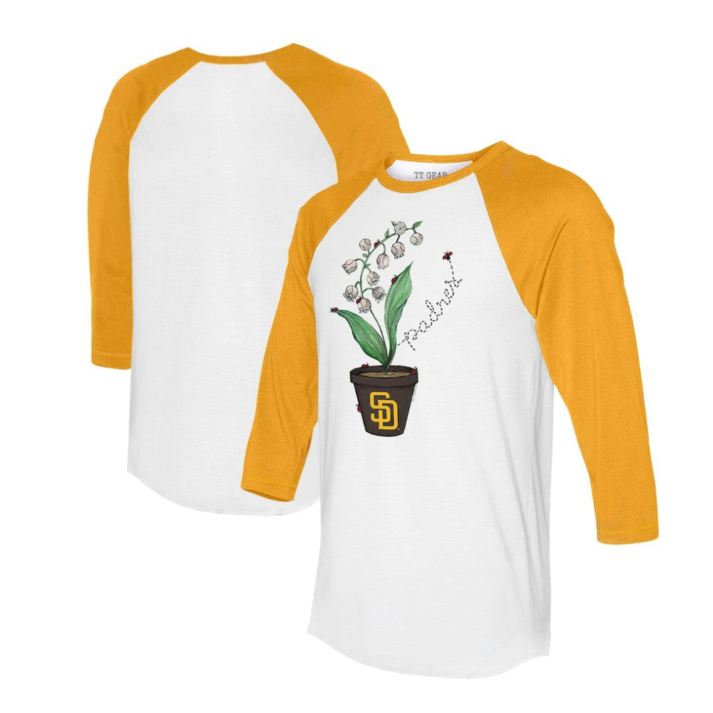 San Diego Padres Tiny Turnip Unisex Lilies & Ladybugs 3/4-Sleeve Raglan T-Shirt On Sale